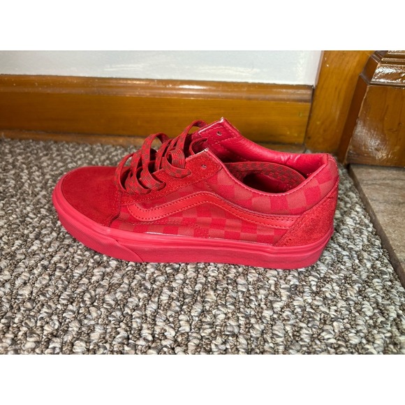 VANS Off The Wall Red Checkered Canvas Suede Unisex Shoes women's size 6 - Picture 2 of 5